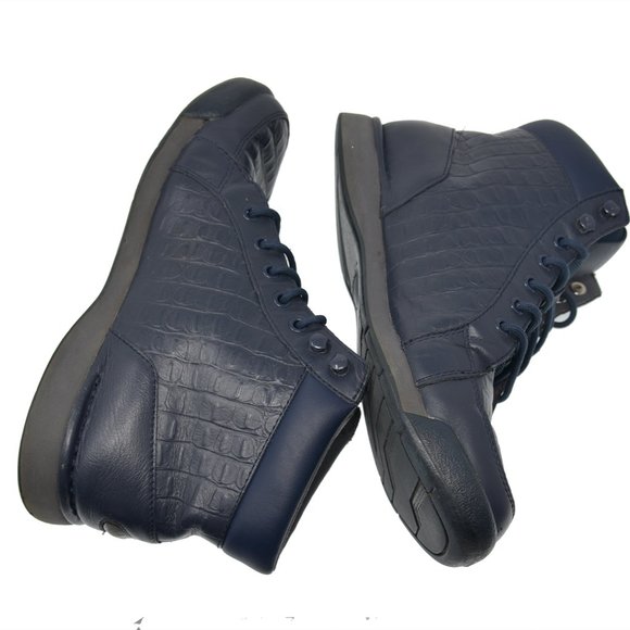 *Rockport Blue Sz 9.5M EU 43 Blue Faux Lizard Skin